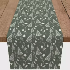 Sage Christmas Trees Table Runner