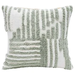 Sage Green Geometric Shag Throw Pillow