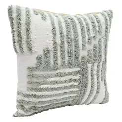 Sage Green Geometric Shag Throw Pillow