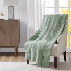 Sage Oversized Quilted Scalloped Edge Throw