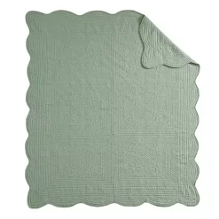 Sage Oversized Quilted Scalloped Edge Throw