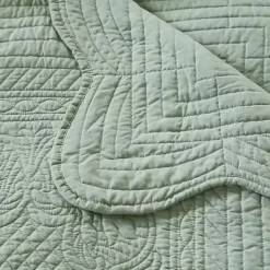 Sage Oversized Quilted Scalloped Edge Throw