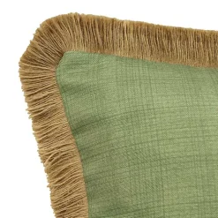 Sage Textured Jute Trim Outdoor Pillow