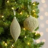 Sage Velvet Patterned Ornaments, Set of 2