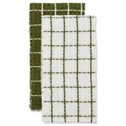 Sage Windowpane Oversized Dish Towels, Set of 2