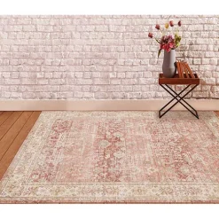 Salmon Vintage Border Area Rug, 8x11