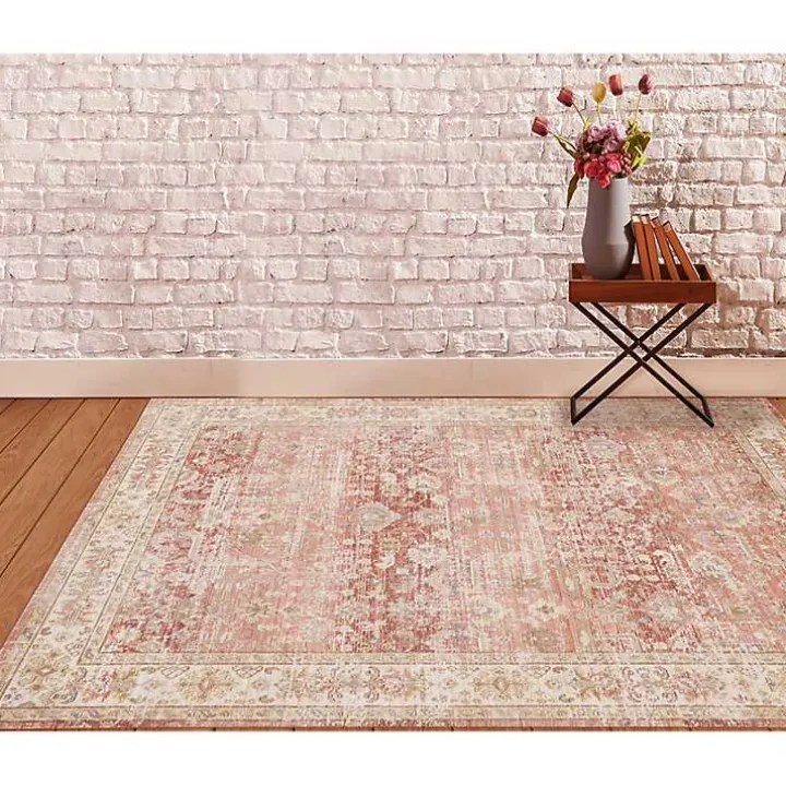 Salmon Vintage Border Area Rug, 8x11