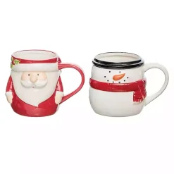 Santa Claus and Snowman Christmas Mugs, Set of 2