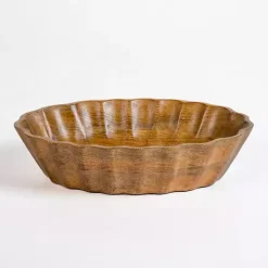 Scalloped Mango Wood Serving Bowl, 13 in.