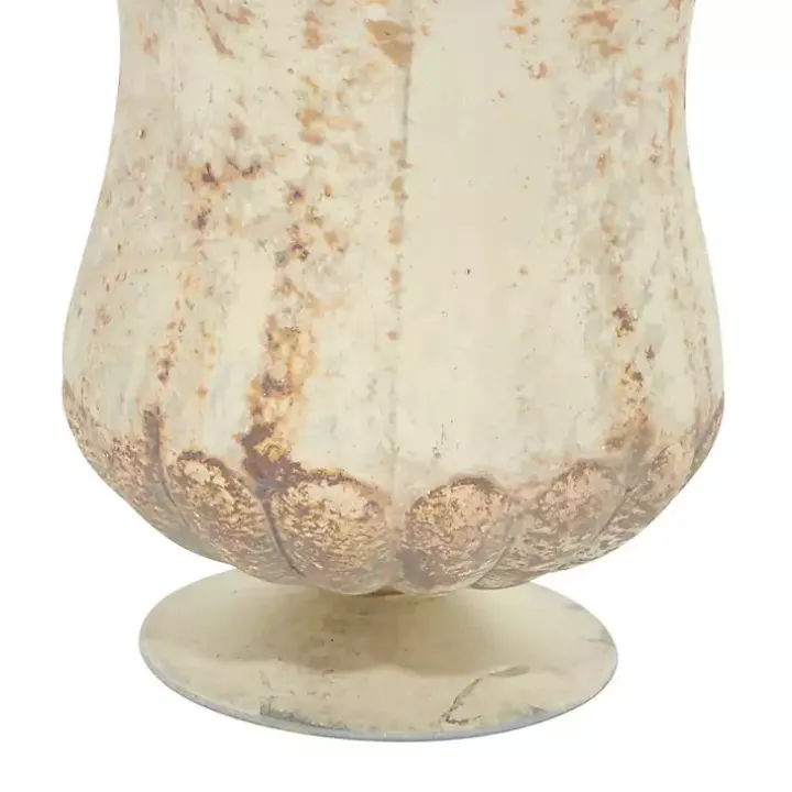 Scalloped Rustic Brown Glass Cup Vases, Set of 2