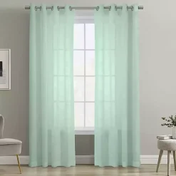 Seafoam Green Boucle Sheer Curtain Panel, 84 in.