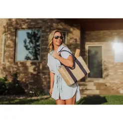 Seagrass Navy Tie Top Picnic Basket