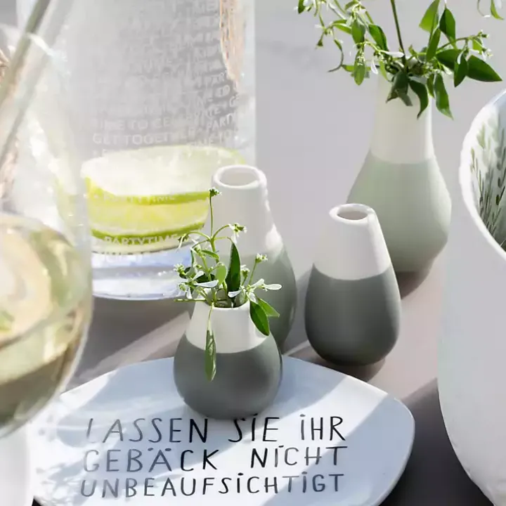 Shades of Green Two-Toned Mini Vases, Set of 4
