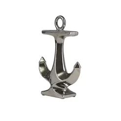 Silver Ceramic Anchor Statue, 10 in.