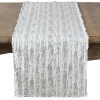 Silver Faux Fur Brushed Metallic Foil Table Runner