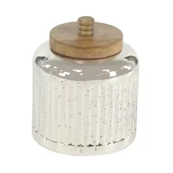 Silver Glass Jars with Wooden Lids, Set of 3