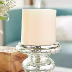 Silver Glass Ornate 2-pc. Pillar Candle Holder Set