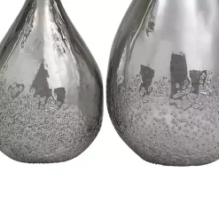 Silver Glass Teardrop Textured Vases, Set of 2