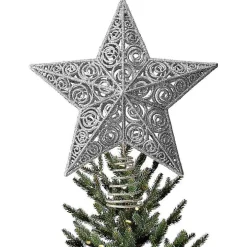Silver Glitter Classic Star Tree Topper