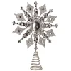 Silver Glittery Bejewelled Snowflake Tree Topper