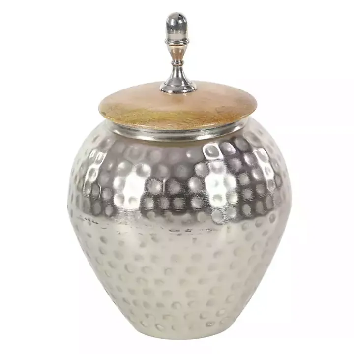 Silver Jar with Mango Wood Lid