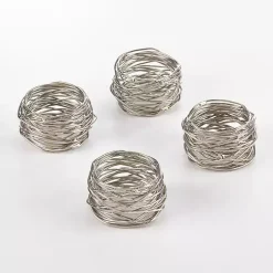 Silver Metal Twine Napkin Rings, Set of 4