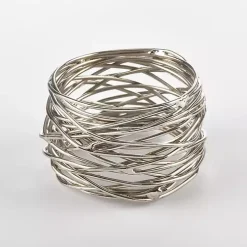 Silver Metal Twine Napkin Rings, Set of 4