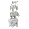 Silver Resin Stacked Animals Sculpture