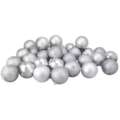 Silver Shatterproof Ball Ornaments, Set of 32