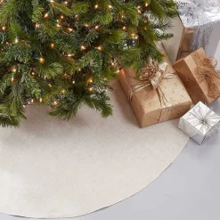 Simple Beige Linen Blend Tree Skirt, 72 in.