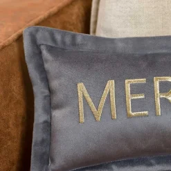 Slate Merry Christmas Lumbar Pillow