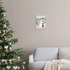 Sledding Snowman Framed Art Print