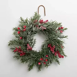 Snowy Japanese Pine and Berry Mini Wreath