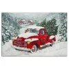 Snowy Red Truck Christmas Canvas Art Print
