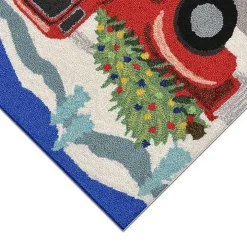 Snowy Red Truck Doormat, 24x36