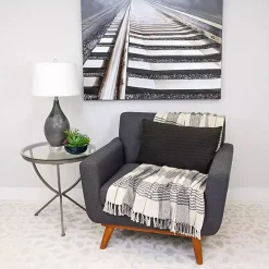 Solid Charcoal Textured Lumbar Pillow