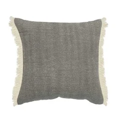 Solid Gray Accent Pillow with Fringe