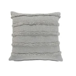 Solid Gray Tufted Accent Pillow