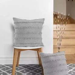 Solid Gray Tufted Accent Pillow