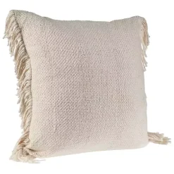 Solid Ivory Accent Pillow with Fringe