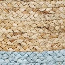 Spa Blue and Tan Woven Basket with Tassel, 17 in.