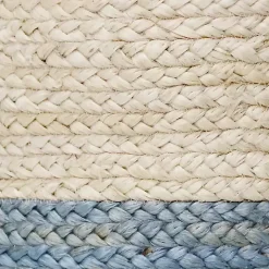 Spa Blue and White Jute Basket with Tassel, 17 in.