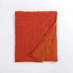 Spice Chenille Cable Knit Sherpa Throw