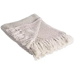 Stone Chevron and Fringe Throw