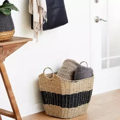 Striped Natural Seagrass Basket