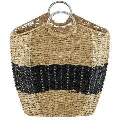 Striped Natural Seagrass Basket
