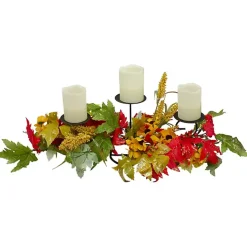 Sunflower and Leaves Candle Centerpiece
