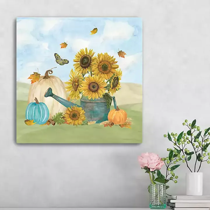 Sunflower Watering Can Canvas Art Print