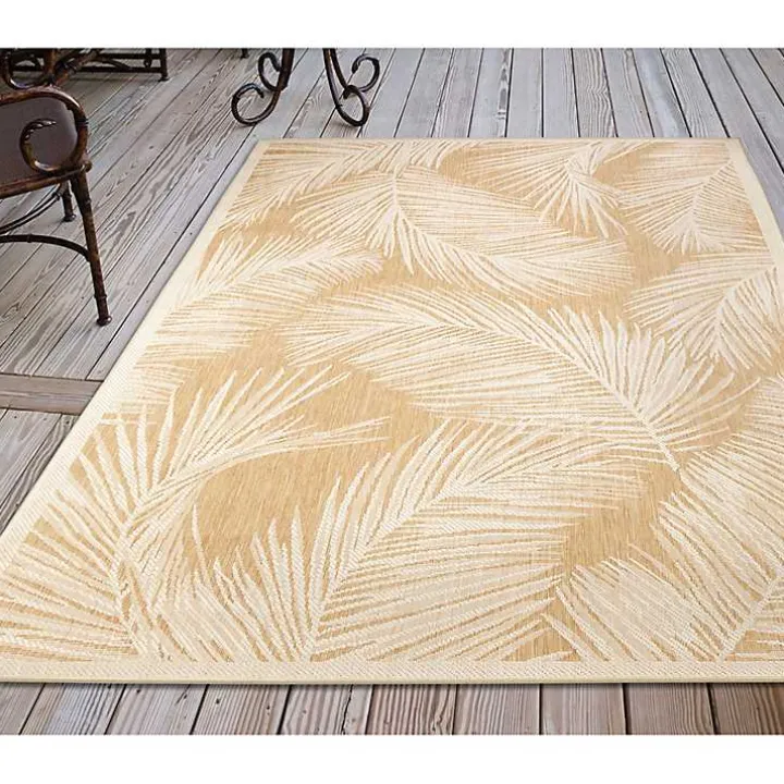 Sunlight Palm Leaves Outdoor Area Rug, 6x9