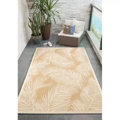 Sunlight Palm Leaves Outdoor Area Rug, 6x9